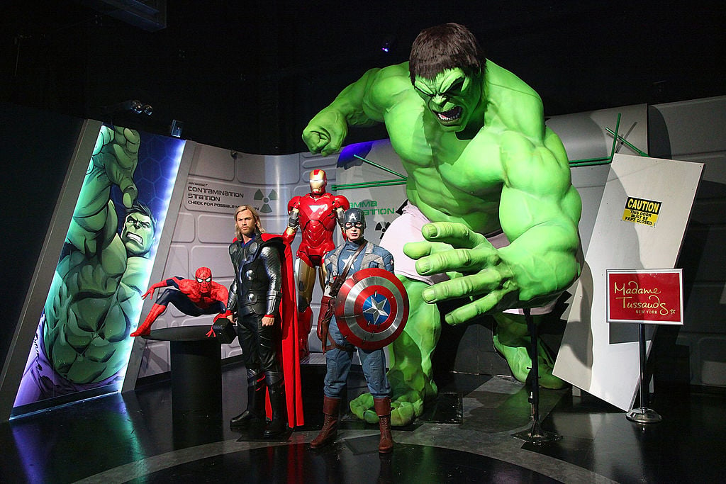 Wax figures of Spider-Man, Thor as portrayed by actor Chris Hemsworth, Iron Man, Captain America as portrayed by actor Chris Evans and The Hulk