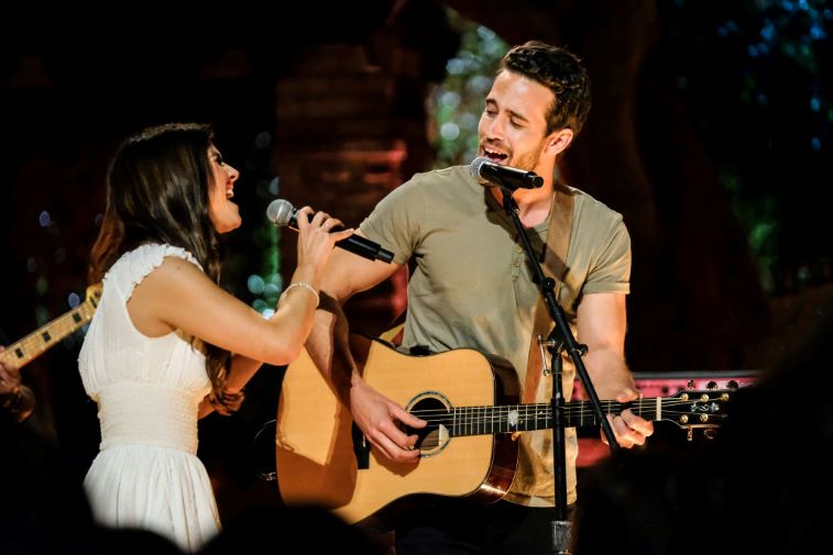Jamie and Trevor singing together on 'The Bachelor Presents: Listen to Your Heart'