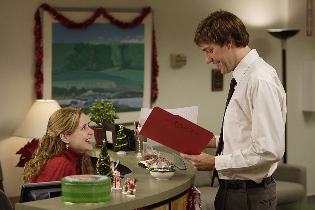 'The Office:' Jenna Fischer as Pam Beesly, John Krasinski as Jim Halpert 