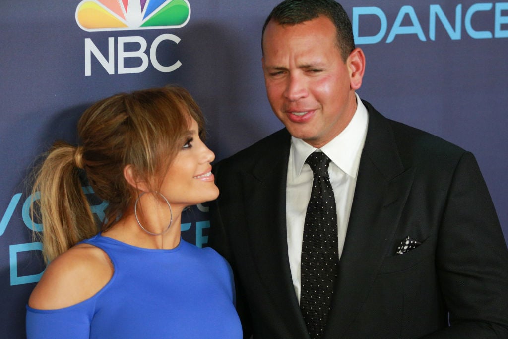 Jennifer Lopez and Alex Rodriguez on the red carpet at an event in September 2017