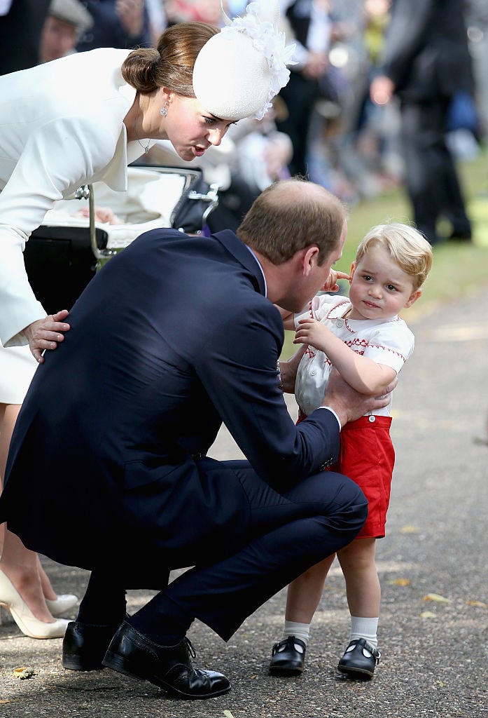 Kate Middleton, Prince William, and Prince George at the christening of Princess Charlotte