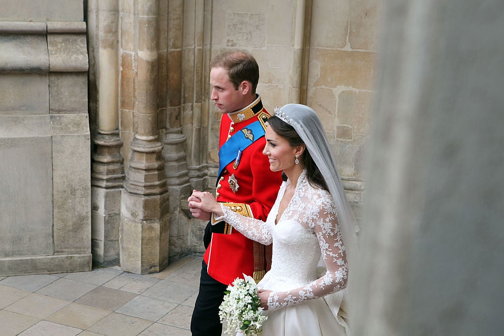 Kate Middleton and Prince William leaving West Minster Abbey following royal wedding