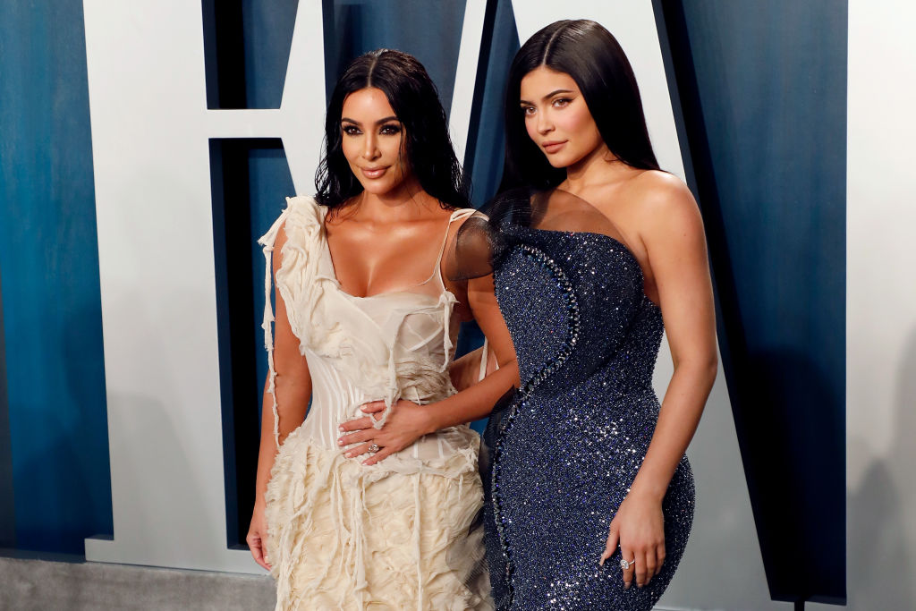 Kim Kardashian West and Kylie Jenner attend the 2020 Vanity Fair Oscar Party