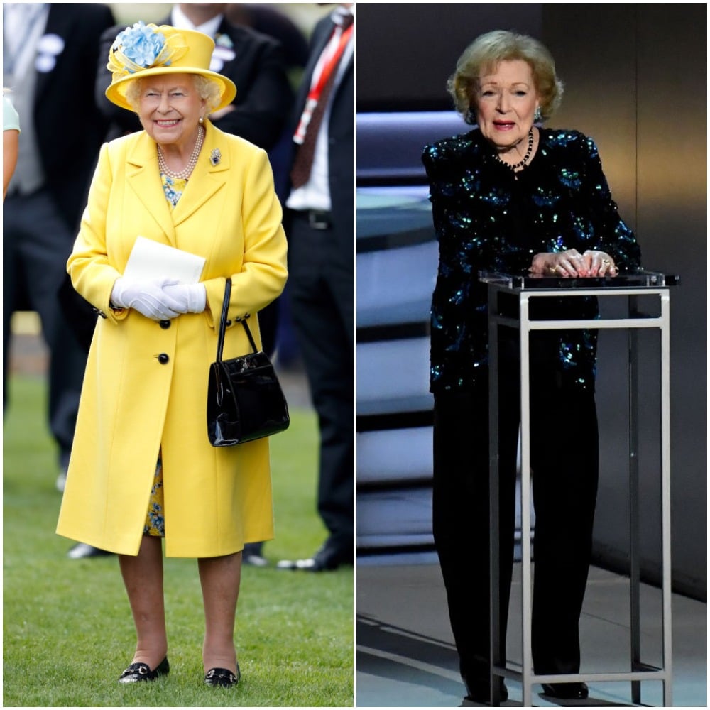 (L) Queen Elizabeth II, (R) Betty White