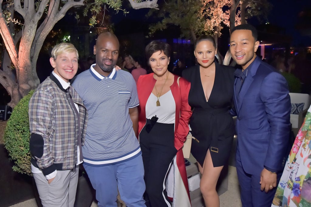 (L-R) Ellen DeGeneres, Corey Gamble, Kris Jenner, Chrissy Teigen and John Legend