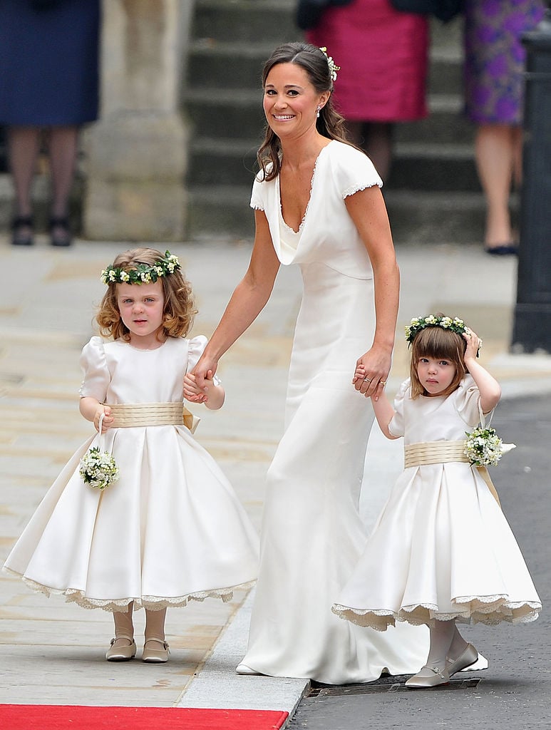 Maid of Honor Pippa Middleton with bridesmaids Grace Van Cutsem and Eliza Lopes