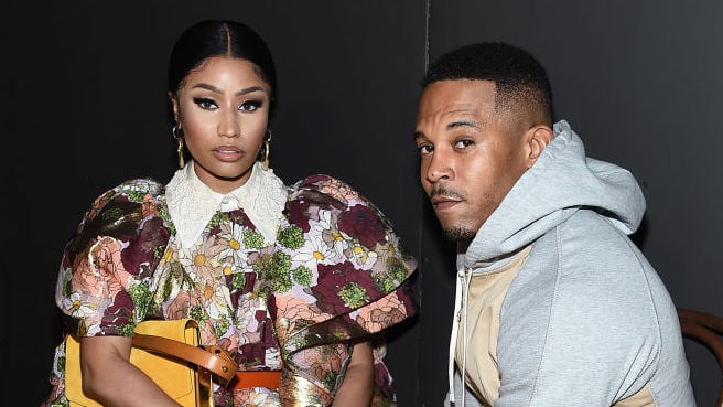 Nicki Minaj and Kenneth Petty at a fashion show in February 2020 in New York City