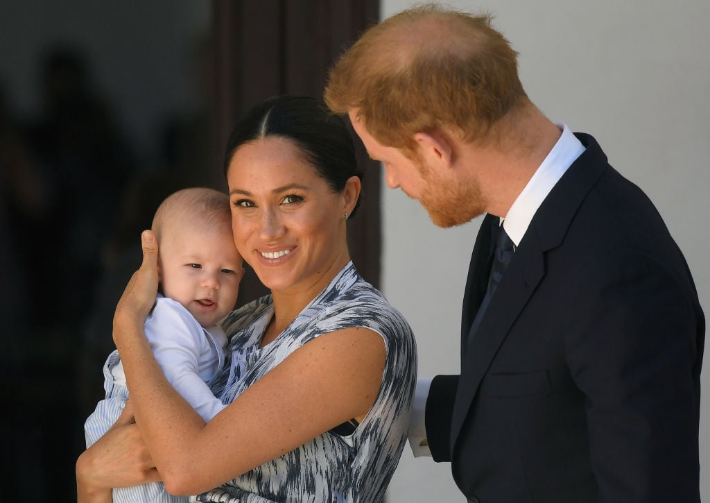 Prince Harry, Meghan, Duchess of Sussex, and Archie Mountbatten-Windsor at a meeting with Archbishop Desmond Tutu