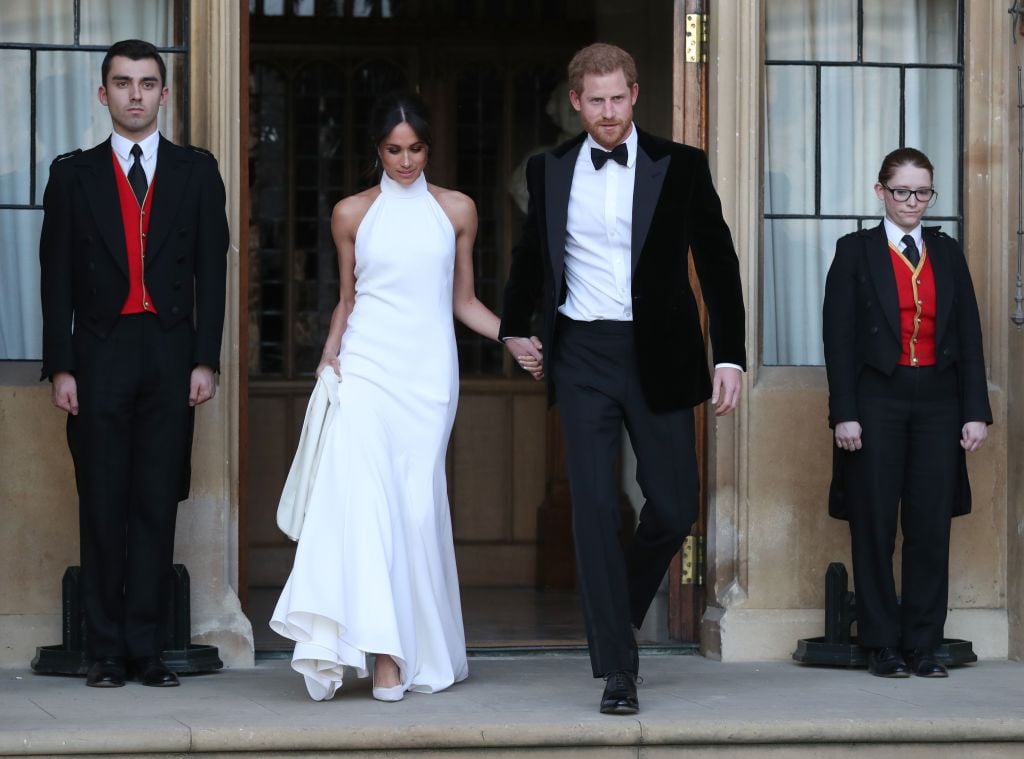 Prince Harry Meghan Markle leaving their reception