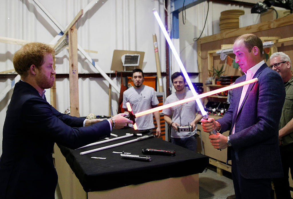 Prince Harry and Prince William visit the 'Star Wars' film set on April 19, 2016