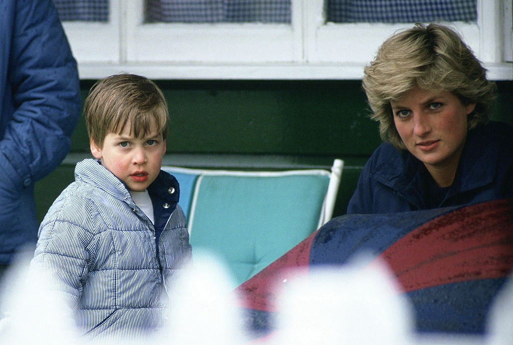 Prince William and Princess Diana at a polo match, 1987