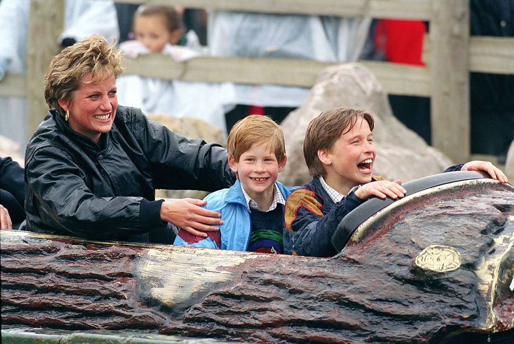 Princess Diana, Prince Harry, and Prince William at Thorpe Park