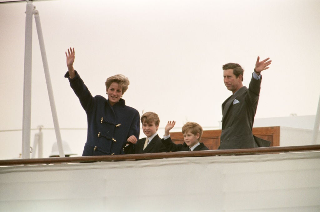 Princess Diana, Prince William, Prince Harry, and Prince Charles 