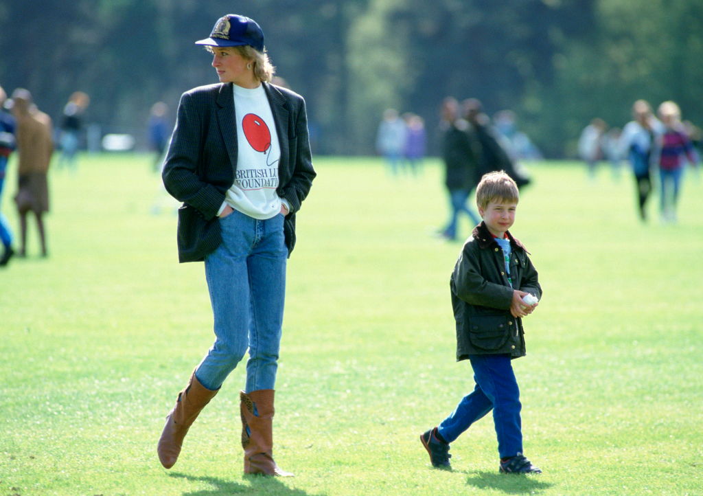 Princess Diana and Prince William at a polo match