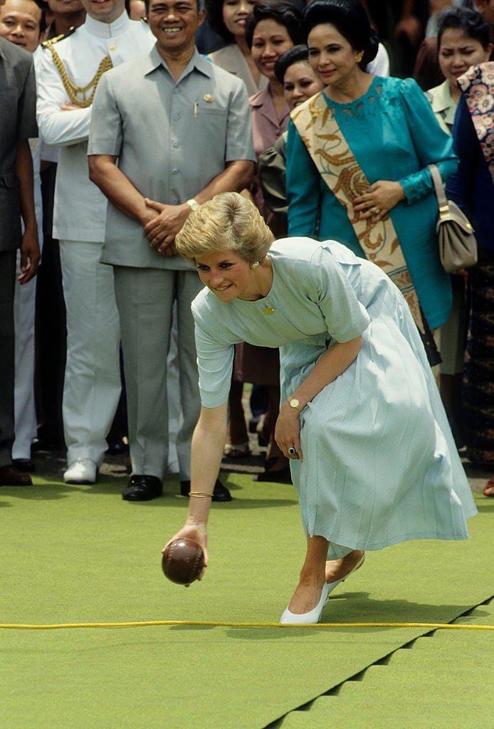 Princess Diana bowling in Indonesia, 1989