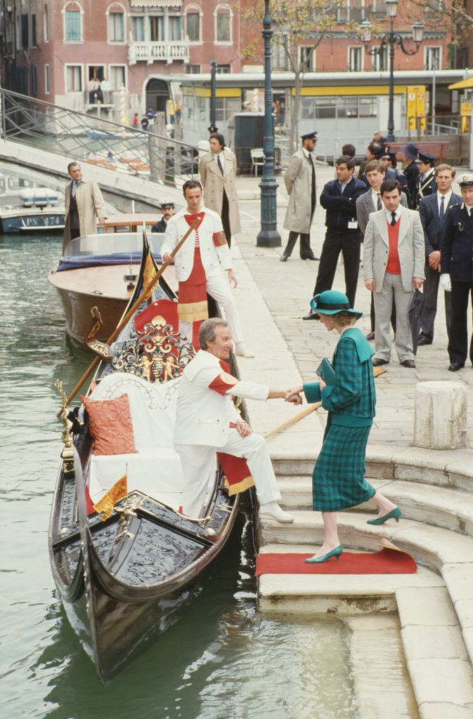 Princess Diana about to board a gondola in Venice, Italy