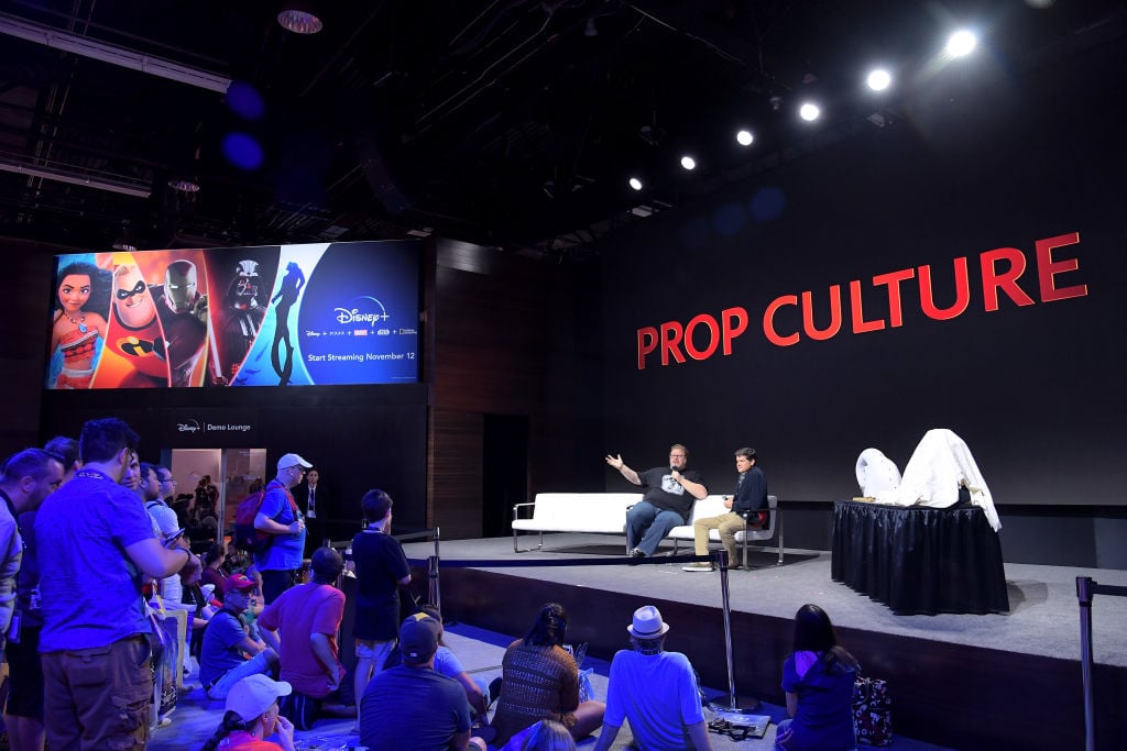 Dan Lanigan and Jason Henry of "Prop Culture" speak at the Disney+ Pavilion 
