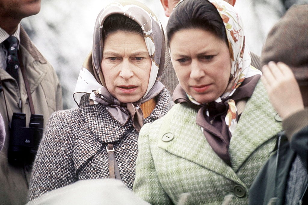 Queen Elizabeth II and Princess Margaret at the Badminton Horse Trials