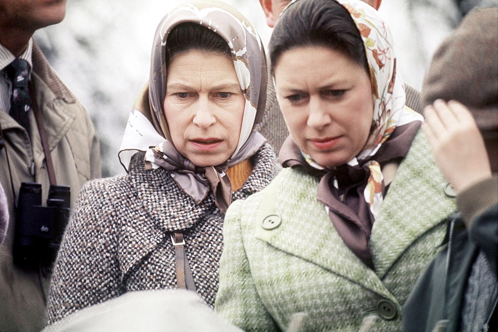 Queen Elizabeth II and Princess Margaret at the Badminton Horse Trials 