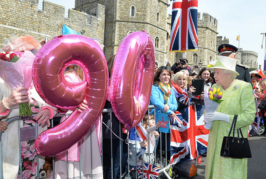 Queen Elizabeth II on a birthday walkabout, 2016