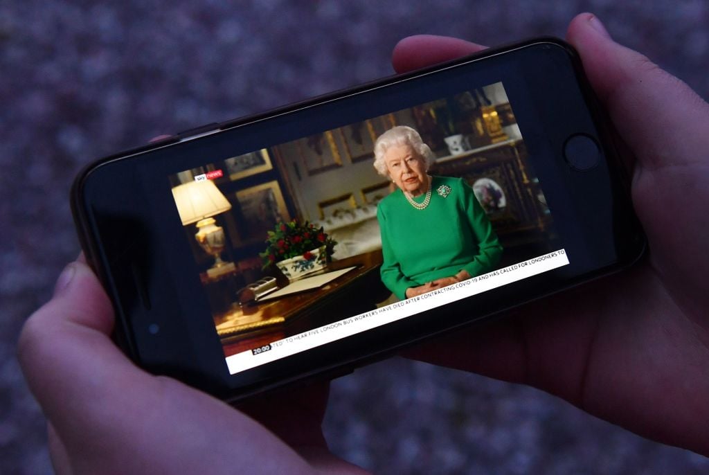 Queen Elizabeth II's National Address on an iPhone