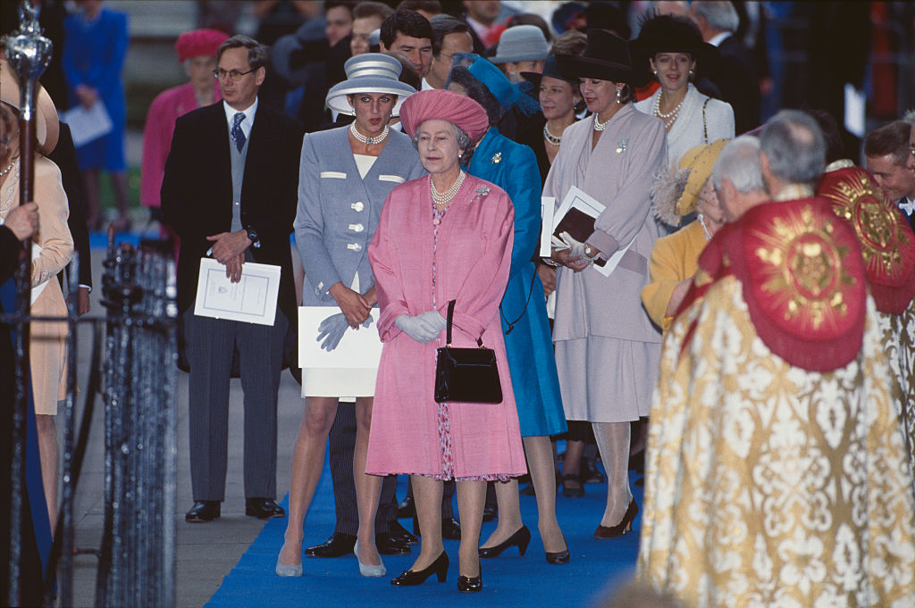 Queen Elizabeth  and Princess Diana in 1993