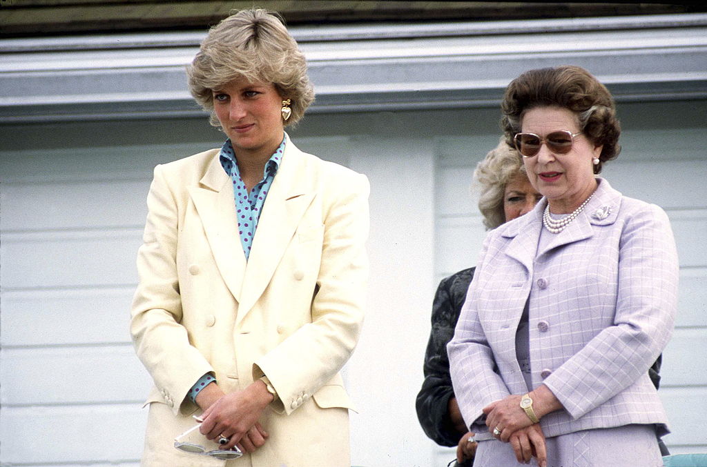 Princess Diana and Queen Elizabeth watching polo