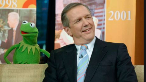 Charles Gibson (right) and Kermit the Frog
