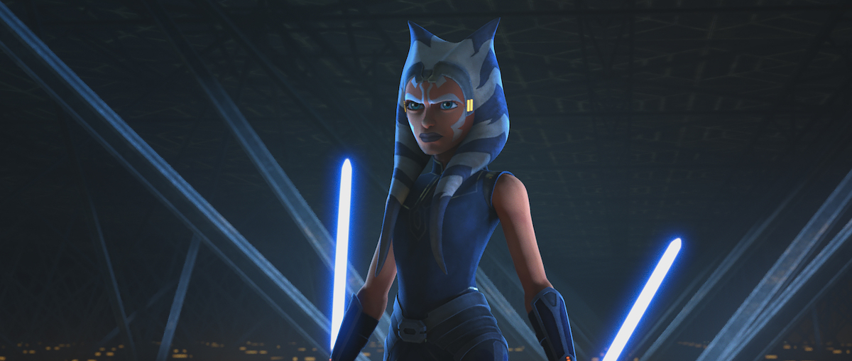 Ahsoka stands with her lightsabers.