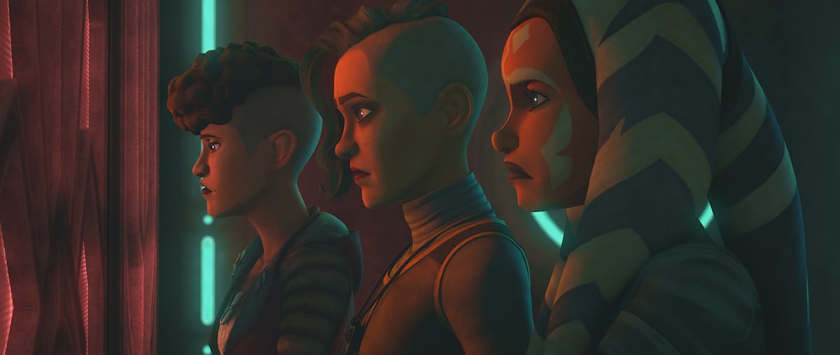 Ahsoka and the Martez sisters in a Pyke jail cell.
