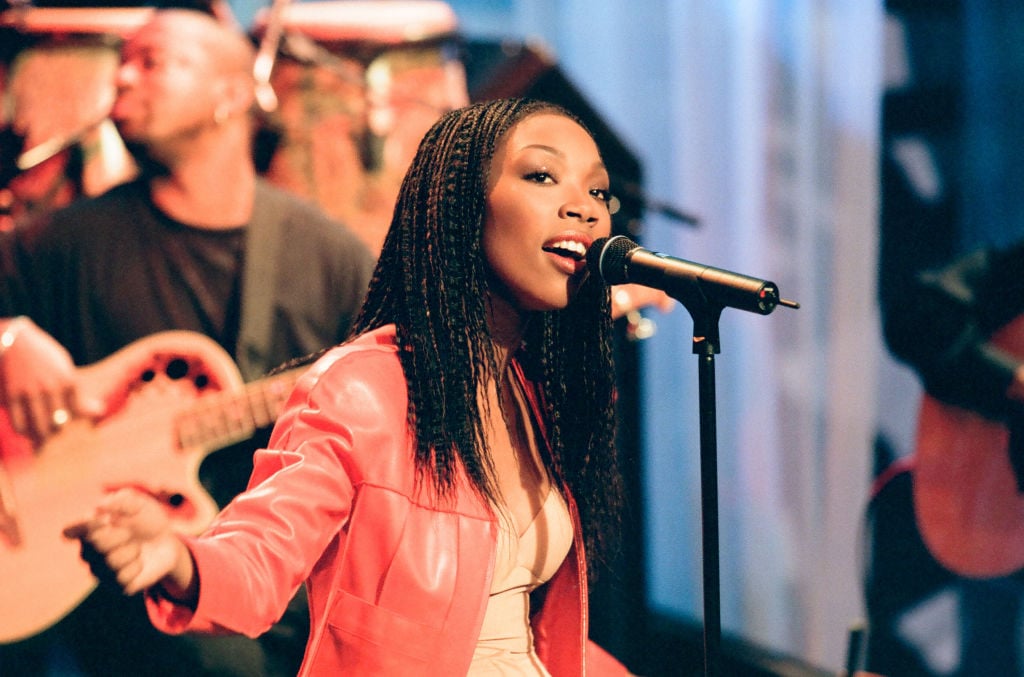 Brandy performing on 'THE TONIGHT SHOW WITH JAY LENO' on May 13, 1999.