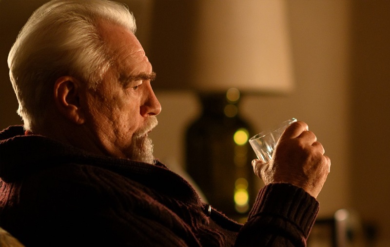 Brian Cox seated, in profile, from 'Succession'