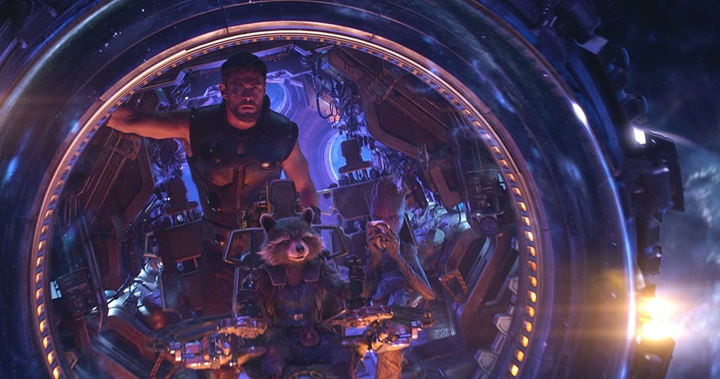 Chris Hemsworth as Thor (with Rocket and Groot) in 'Avengers: Infinity War'
