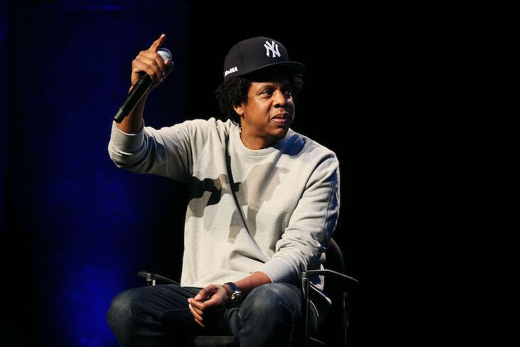 Jay-Z speaks onstage