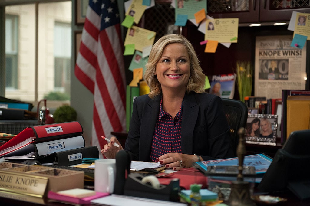 Leslie Knope at her desk