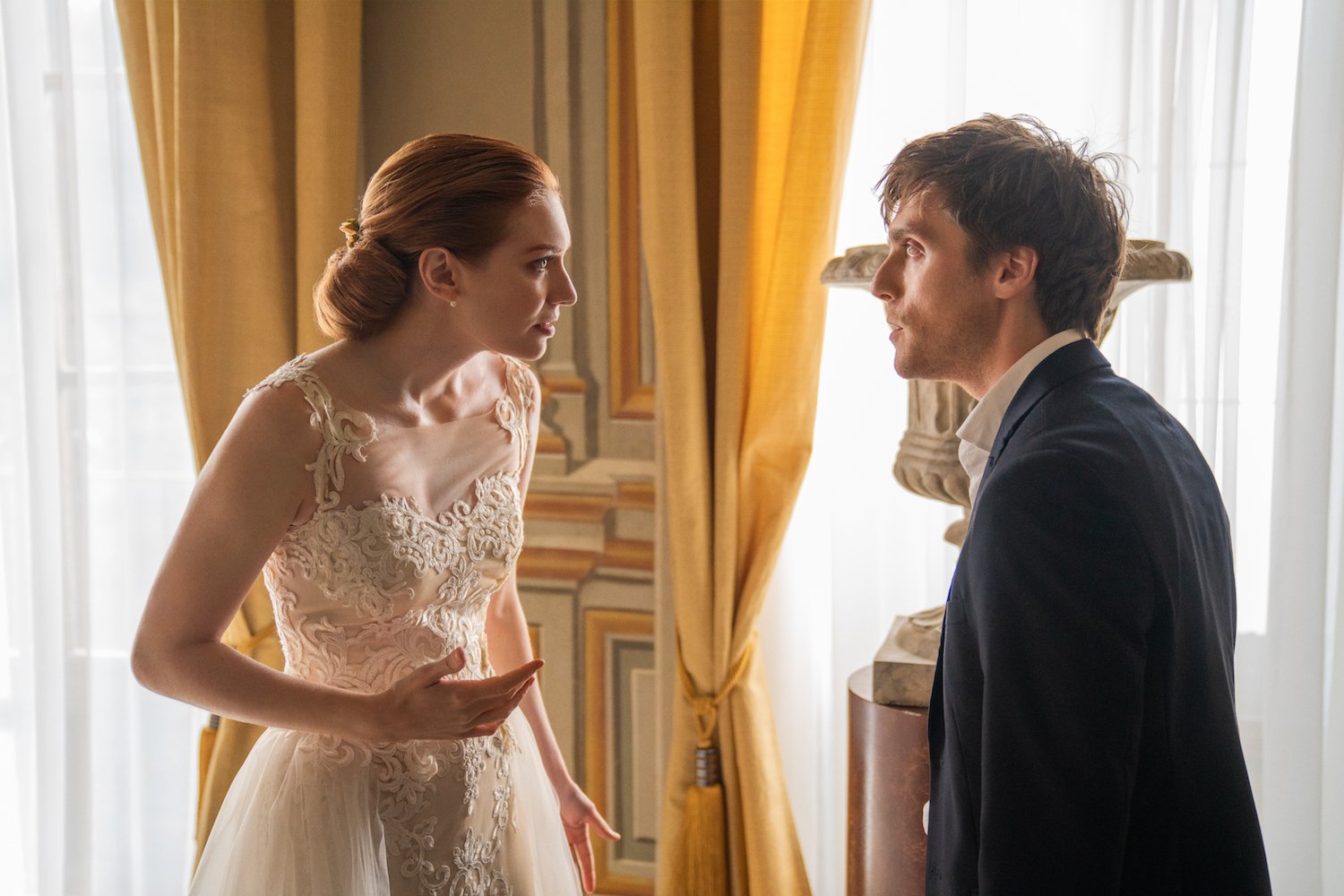 Eleanor Tomlinson and Jack Farthing in Love Wedding Repeat