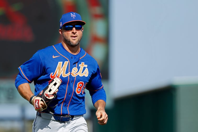 Tim Tebow playing baseball