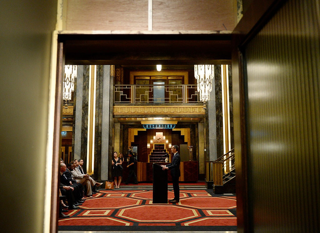 News conference inside Hotel Cortez on the set of "American Horror Story: Hotel" 