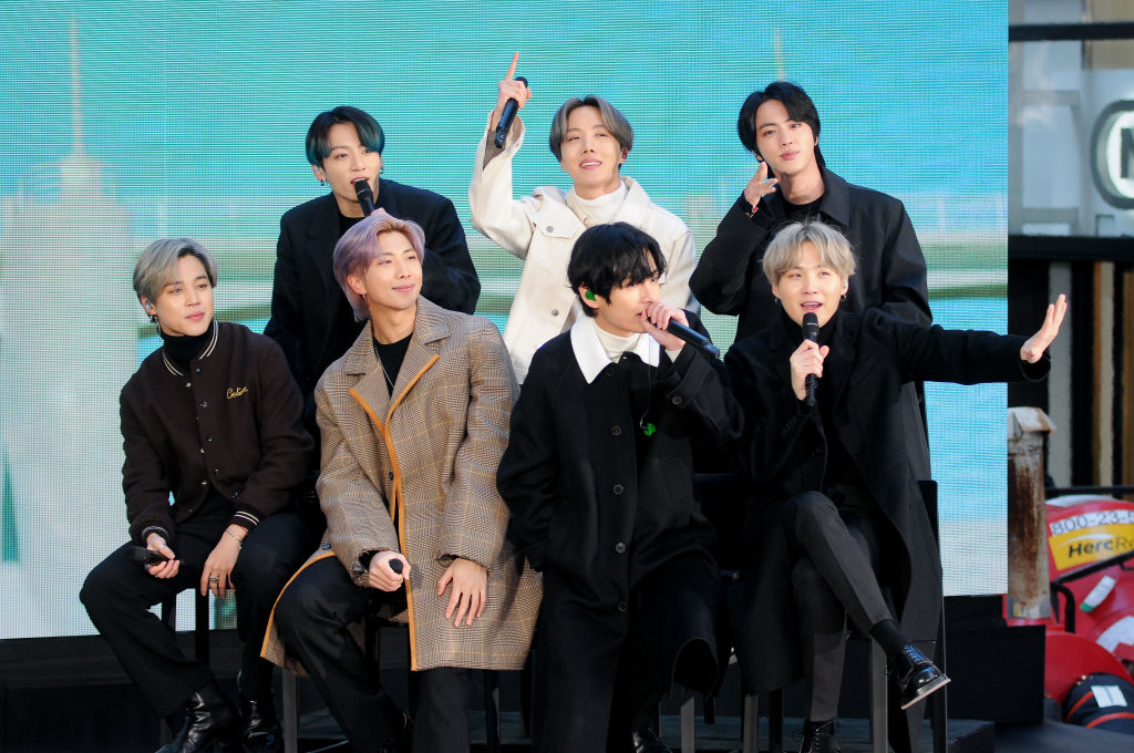 BTS (Bangtan Boys) band visit the Today Show at Rockefeller Plaza in New York City.