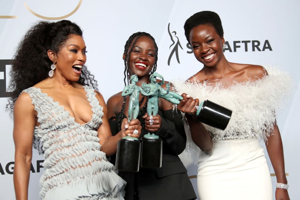 Angela Bassett, Lupita Nyong'o, and Danai Gurira, winners of Outstanding Performance by a Cast in a Motion Picture for 'Black Panther'