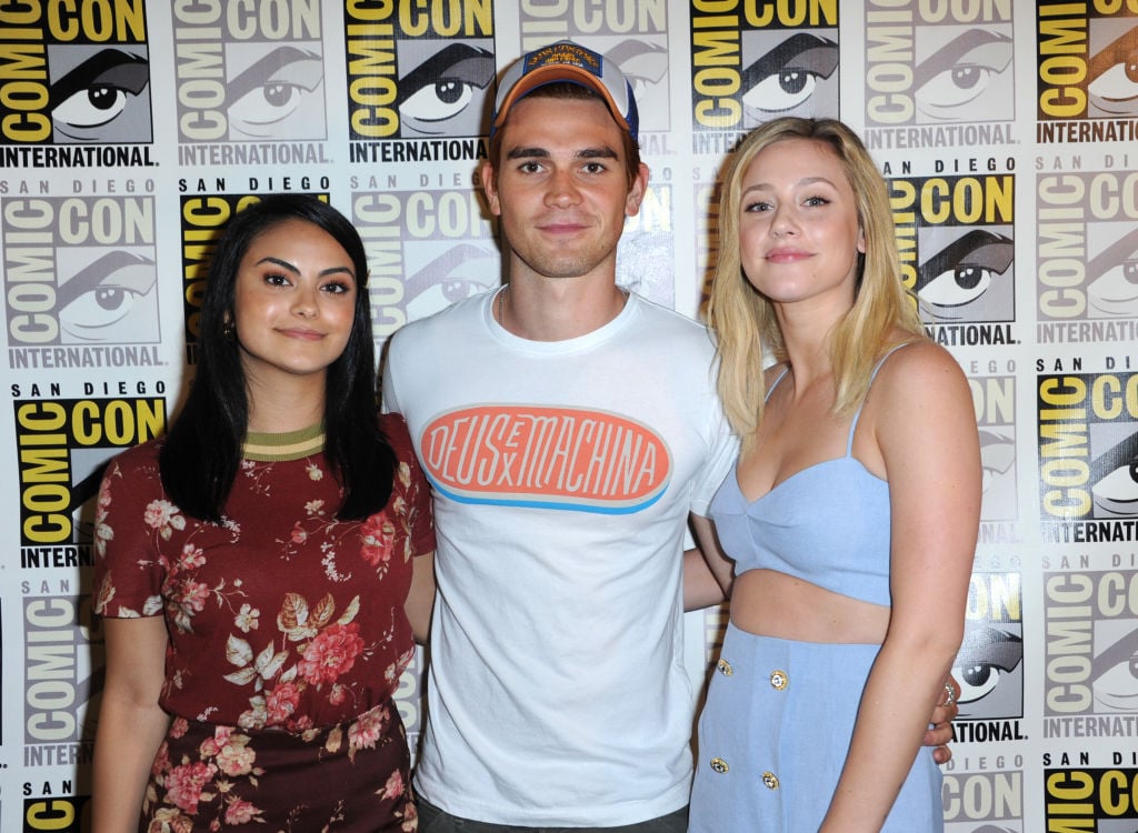 Camila Mendes, KJ Apa and Lili Reinhart attend the "Riverdale" special video presentation at Comic-Con International 2018 