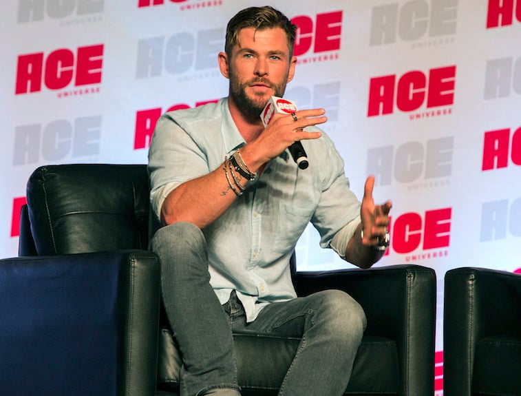 Chris Hemsworth speaks onstage