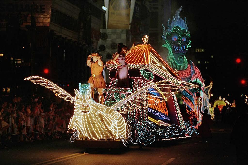 A float passes down 42th Street in New York during a parade for the release of Disney's animated movie 'Hercules'