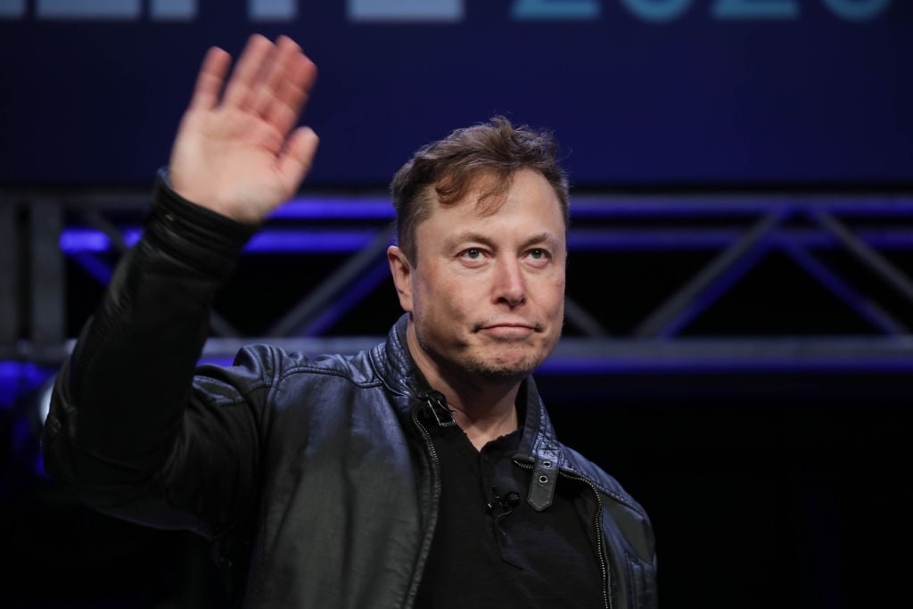 Elon Musk, Founder and Chief Engineer of SpaceX, attends the Satellite 2020 Conference 