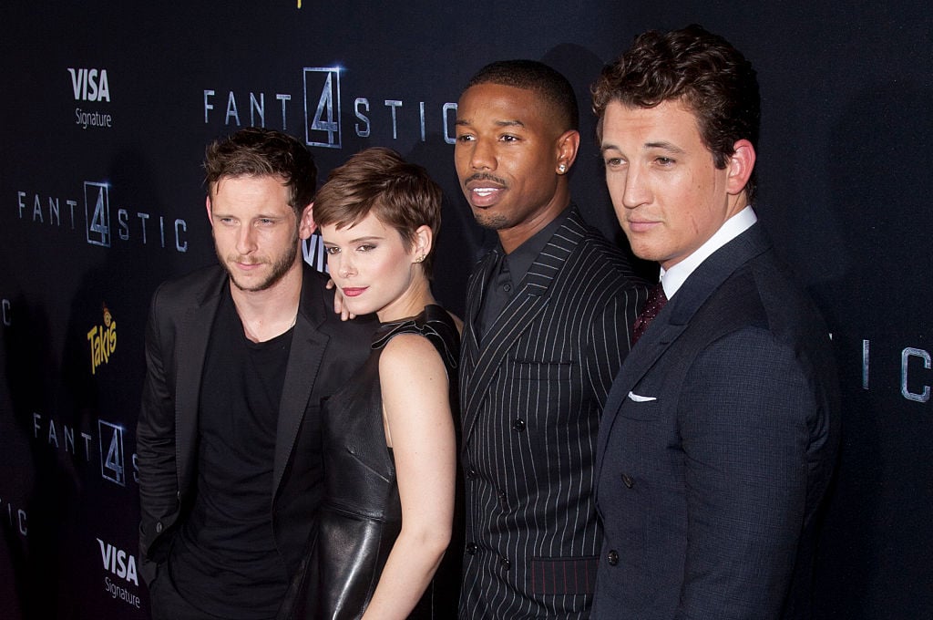 Jamie Bell, Kate Mara, Michael B Jordan, and Miles Teller at the 'Fantastic Four' premiere