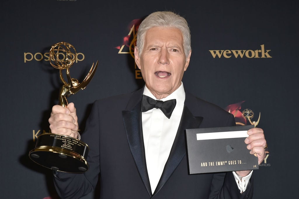 Alex Trebek, in 2019, winner of the Outstanding Game Show Host award at the 46th Annual Daytime Emmy Awards