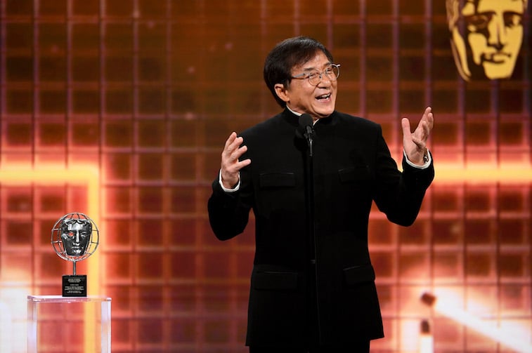 Jackie Chan speaks onstage