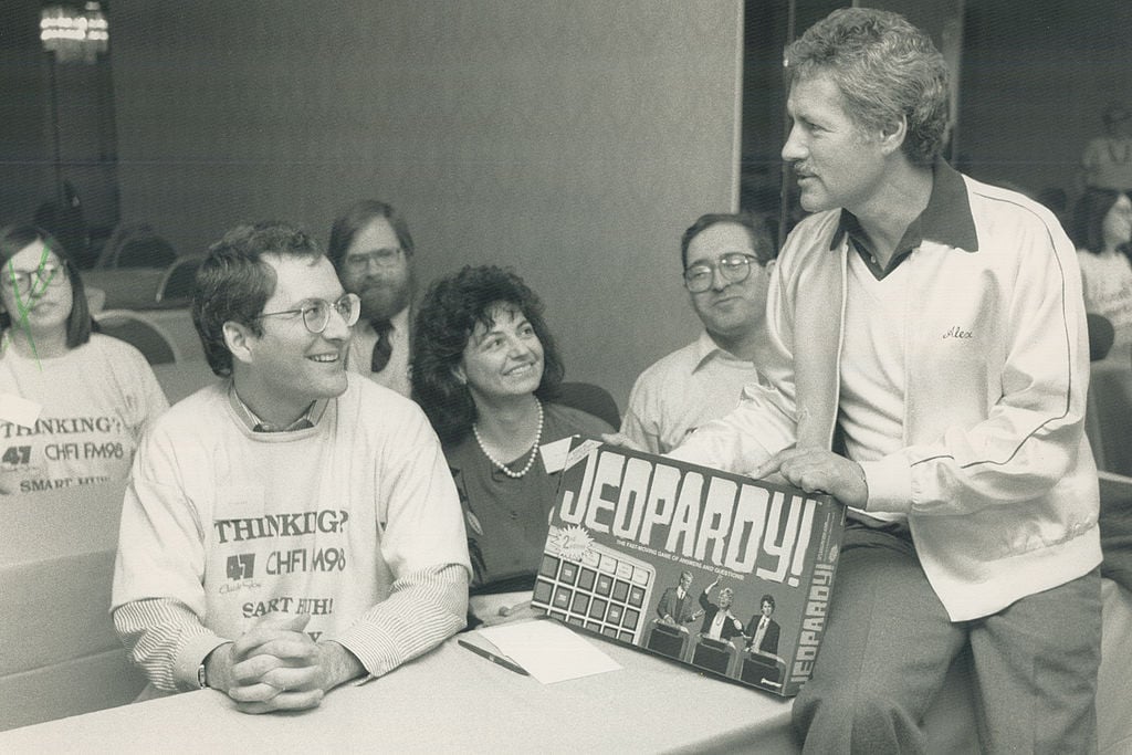 'Jeopardy!' host Alex Trebek talks with contestants