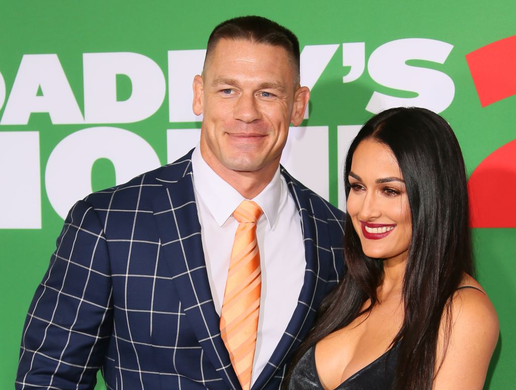 John Cena and Nikki Bella on the red carpet at a movie premiere in November 2017