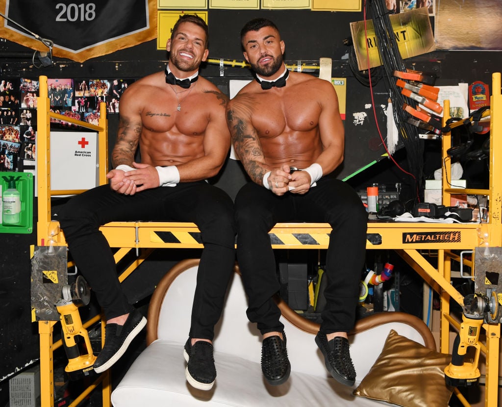 Joss Mooney and Rogan O'Connor backstage at Chippendales